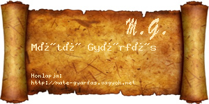Máté Gyárfás névjegykártya